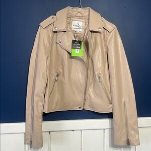 NWT Sam Edelman tan / cream (oatmeal)   Faux Leather Jacket sz Small